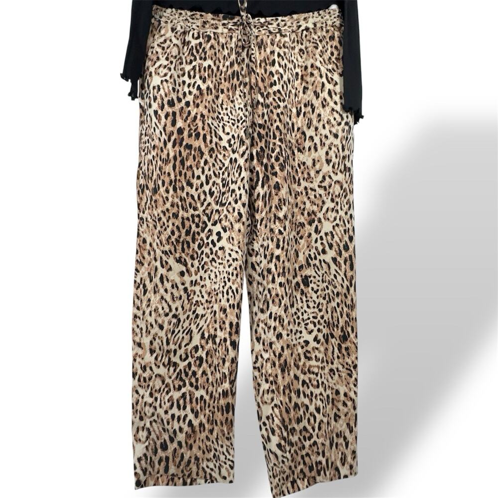 Banana Republic Tencel Lyocell Pants S Leopard Print Loose Pullon Elastic Waist